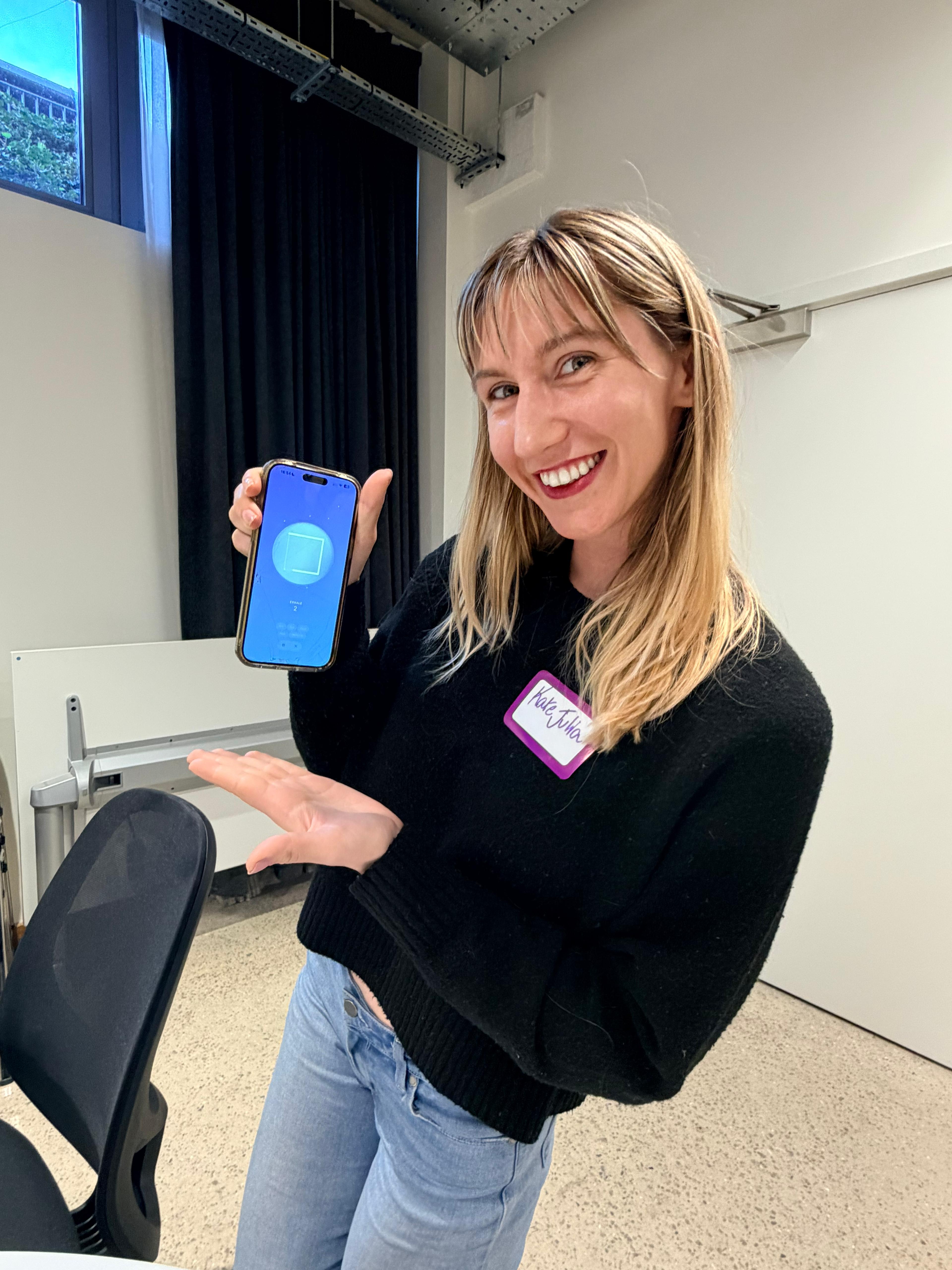 Kate demonstrating the VirWave app